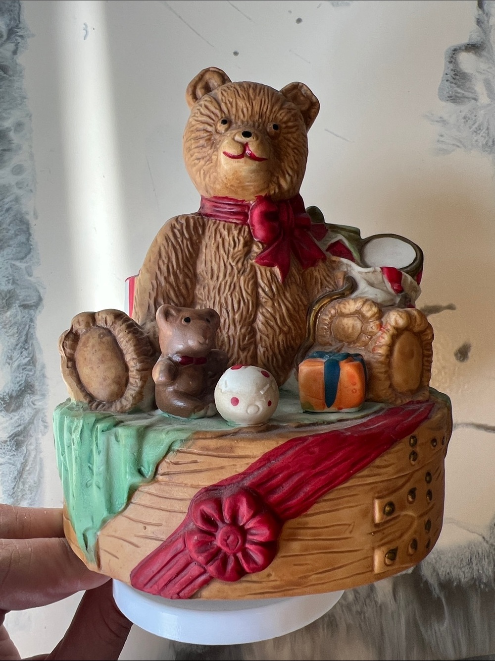 Vintage Christmas Bear Music Box – Plays “Jingle Bells”